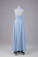 Elegante chiffon halter vloer lengte bruidsmeisje jurken