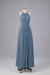 Elegante chiffon halter vloer lengte bruidsmeisje jurken
