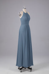 Elegante chiffon halter vloer lengte bruidsmeisje jurken