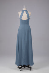 Elegante chiffon halter vloer lengte bruidsmeisje jurken