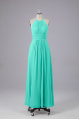 Elegante chiffon halter vloer lengte bruidsmeisje jurken
