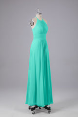 Elegante chiffon halter vloer lengte bruidsmeisje jurken