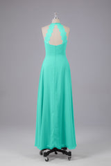 Elegante chiffon halter vloer lengte bruidsmeisje jurken