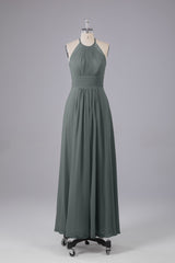 Elegante chiffon halter vloer lengte bruidsmeisje jurken