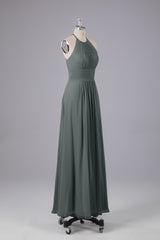 Elegante chiffon halter vloer lengte bruidsmeisje jurken