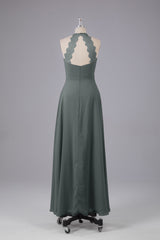 Elegante chiffon halter vloer lengte bruidsmeisje jurken