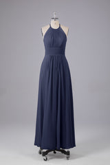 Elegante chiffon halter vloer lengte bruidsmeisje jurken