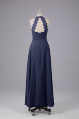 Elegante chiffon halter vloer lengte bruidsmeisje jurken