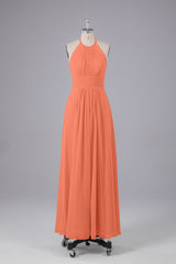 Elegante chiffon halter vloer lengte bruidsmeisje jurken