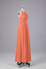 Elegante chiffon halter vloer lengte bruidsmeisje jurken