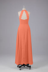 Elegante chiffon halter vloer lengte bruidsmeisje jurken