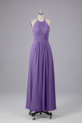 Elegante chiffon halter vloer lengte bruidsmeisje jurken