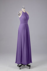 Elegante chiffon halter vloer lengte bruidsmeisje jurken