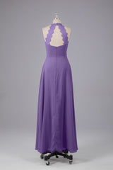 Elegante chiffon halter vloer lengte bruidsmeisje jurken