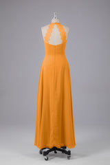 Elegante chiffon halter vloer lengte bruidsmeisje jurken