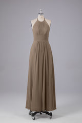 Elegante chiffon halter vloer lengte bruidsmeisje jurken