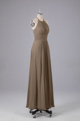 Elegante chiffon halter vloer lengte bruidsmeisje jurken