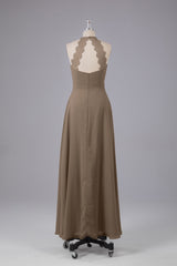 Elegante chiffon halter vloer lengte bruidsmeisje jurken