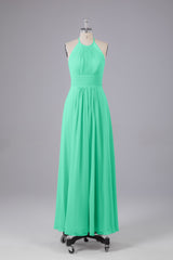 Elegante chiffon halter vloer lengte bruidsmeisje jurken