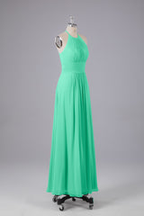 Elegante chiffon halter vloer lengte bruidsmeisje jurken
