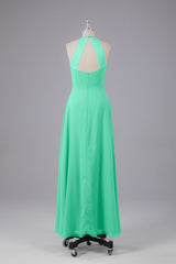 Elegante chiffon halter vloer lengte bruidsmeisje jurken