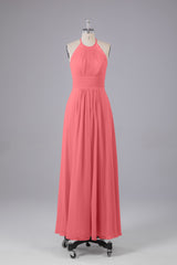 Elegante chiffon halter vloer lengte bruidsmeisje jurken