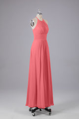 Elegante chiffon halter vloer lengte bruidsmeisje jurken