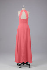 Elegante chiffon halter vloer lengte bruidsmeisje jurken