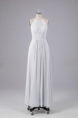Elegante chiffon halter vloer lengte bruidsmeisje jurken