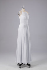 Elegante chiffon halter vloer lengte bruidsmeisje jurken