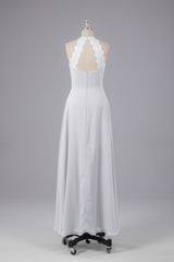 Elegante chiffon halter vloer lengte bruidsmeisje jurken