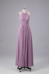 Elegante chiffon halter vloer lengte bruidsmeisje jurken