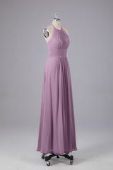 Elegante chiffon halter vloer lengte bruidsmeisje jurken