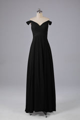 Elegante chiffon van de schouder open achteren lange bruidsmeisjekleding