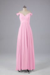 Elegante chiffon van de schouder open achteren lange bruidsmeisjekleding
