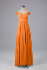 Elegante chiffon van de schouder open achteren lange bruidsmeisjekleding