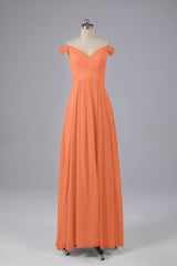 Elegante chiffon van de schouder open achteren lange bruidsmeisjekleding
