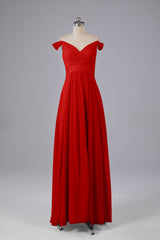 Elegante chiffon van de schouder open achteren lange bruidsmeisjekleding
