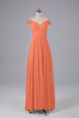 Elegante chiffon van de schouder open achteren lange bruidsmeisjekleding