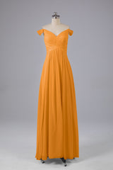 Elegante chiffon van de schouder open achteren lange bruidsmeisjekleding