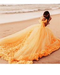 Elegant Flower Tulle Quinceanera Dresses Ball Gowns Off Shoulder