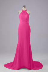 Elegante halter Court Train Bruidsmeisjekleding
