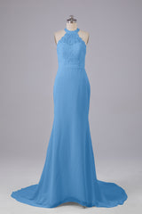 Elegante halter Court Train Bruidsmeisjekleding