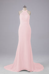 Elegante halter Court Train Bruidsmeisjekleding
