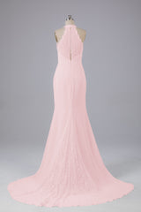 Elegante halter Court Train Bruidsmeisjekleding