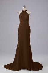 Elegante halter Court Train Bruidsmeisjekleding