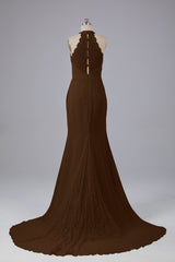 Elegante halter Court Train Bruidsmeisjekleding
