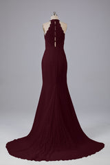 Elegante halter Court Train Bruidsmeisjekleding