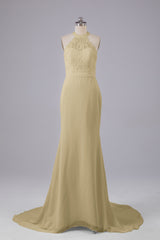 Elegante halter Court Train Bruidsmeisjekleding
