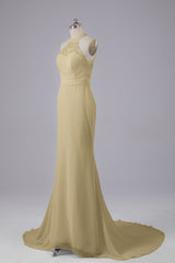 Elegante halter Court Train Bruidsmeisjekleding